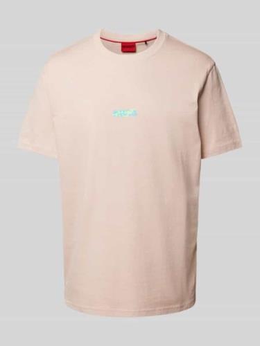 HUGO T-Shirt mit Label-Print Modell 'Dindion' in Rose, Größe S