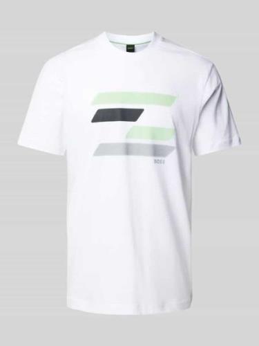 BOSS Green T-Shirt mit Motiv-Print in Weiss, Größe L
