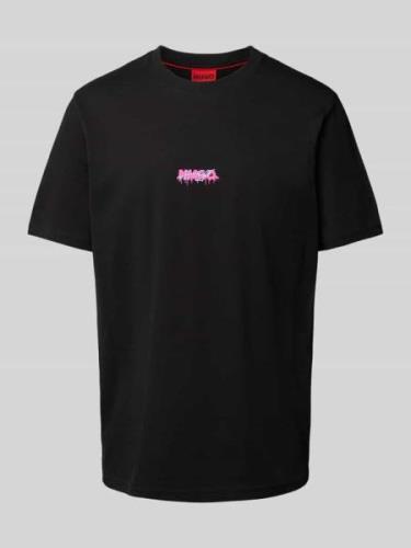 HUGO T-Shirt mit Label-Print Modell 'Dindion' in Black, Größe S