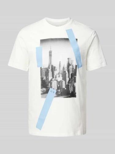 ARMANI EXCHANGE T-Shirt mit Label-Print in Weiss, Größe M