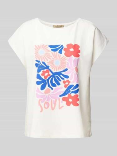 Smith and Soul T-Shirt mit floralem Print in Offwhite, Größe M