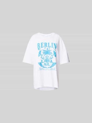 Lala Berlin Oversized T-Shirt mit Label-Print in Weiss, Größe XS