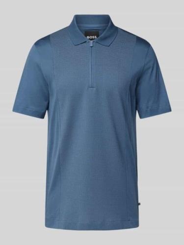 BOSS Slim Fit Poloshirt mit Reißverschluss in Blau, Größe M