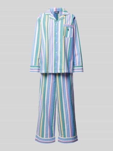 Polo Ralph Lauren Pyjama aus reiner Baumwolle Modell 'Madisson' in Bla...