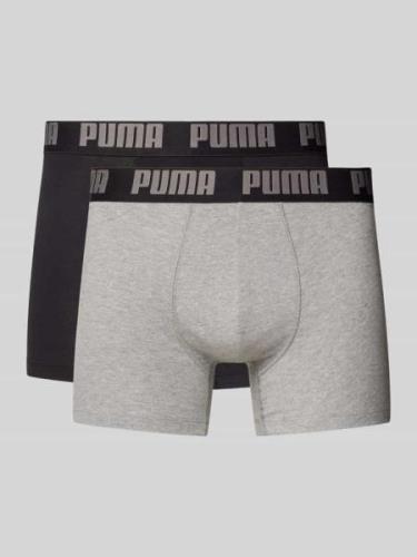 Puma Trunks mit Label-Detail im 2er-Pack in Mittelgrau, Größe S