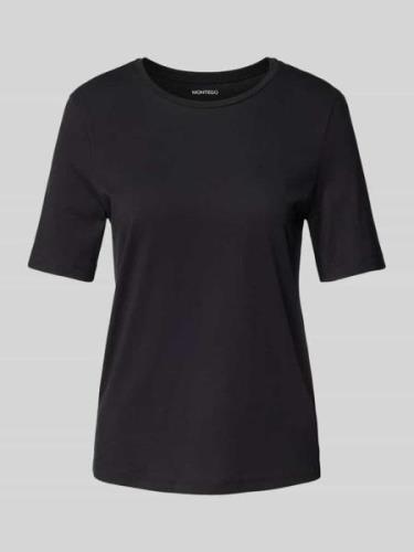 Montego T-Shirt mit Rundhalsausschnitt in Black, Größe XS