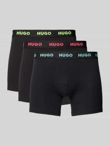 HUGO Trunks mit elastischem Logo-Bund im 3er-Pack in Black, Größe S