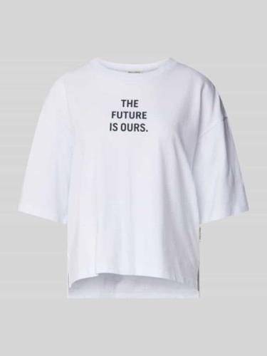 Marc O'Polo Oversized T-Shirt mit Statement-Print in Weiss, Größe XS