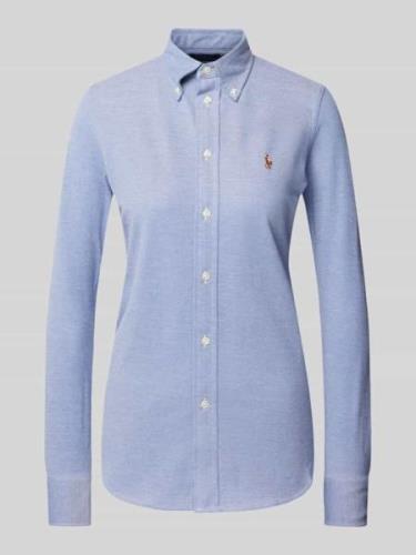 Polo Ralph Lauren Bluse mit Button-Down-Kragen in Blau, Größe XS