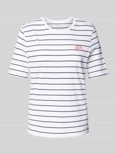 Montego T-Shirt mit Streifenmuster in Dunkelblau, Größe XS