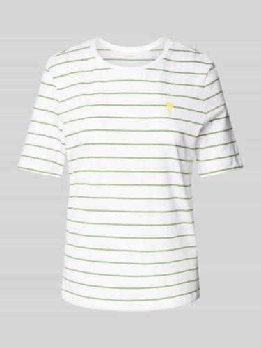 Montego T-Shirt mit Streifenmuster in Oliv, Größe XS