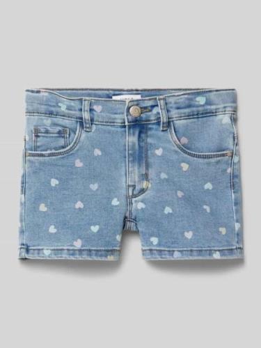 Name It Slim Fit Jeansshorts mit Allover-Muster Modell 'SALLI' in Blau...