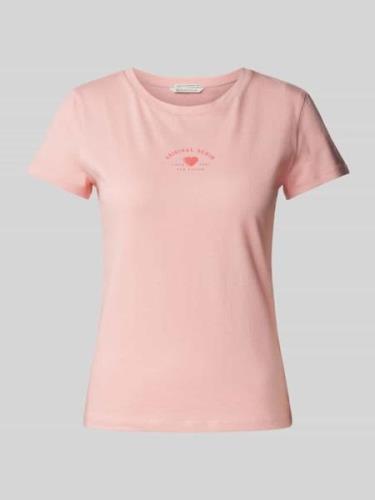 Tom Tailor Denim T-Shirt mit Label-Print in Rosa, Größe XS