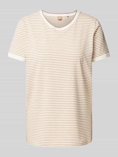 BOSS T-Shirt mit Streifenmuster Modell 'EMASA' in Camel, Größe XS