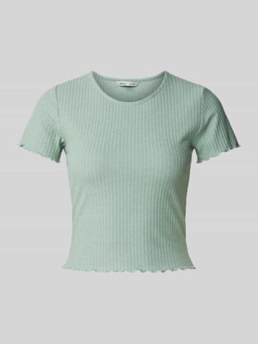Only T-Shirt mit Wellensaum Modell 'EMMA' in Mint, Größe L