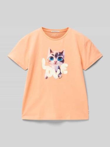 Tom Tailor T-Shirt mit Motiv-Print in Apricot, Größe 92