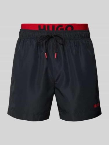 HUGO Badeshorts im Double-Layer-Look Modell 'FLEX' in Black, Größe S