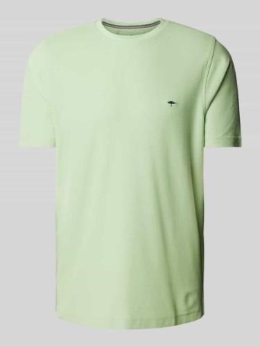 Fynch-Hatton T-Shirt mit Logo-Stitching in Hellgruen Melange, Größe S