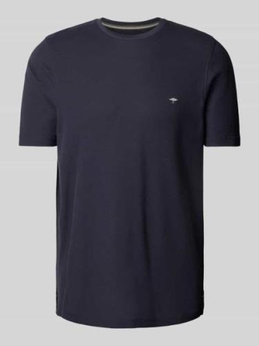 Fynch-Hatton T-Shirt mit Logo-Stitching in Marine Melange, Größe S