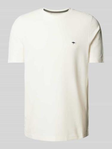 Fynch-Hatton T-Shirt mit Logo-Stitching in Offwhite Melange, Größe L