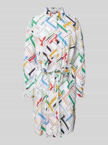 Tommy Hilfiger Knielanges Kleid mit Allover-Muster in Weiss, Größe 36