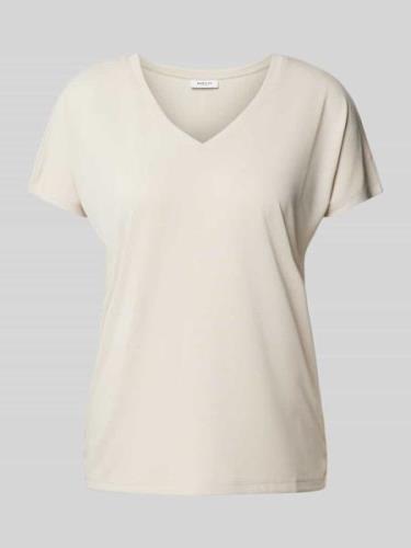 MSCH Copenhagen T-Shirt mit V-Ausschnitt Modell 'Fenya' in Beige, Größ...