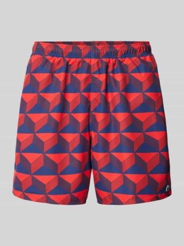 Lacoste Shorts mit Allover-Muster in Rot, Größe L