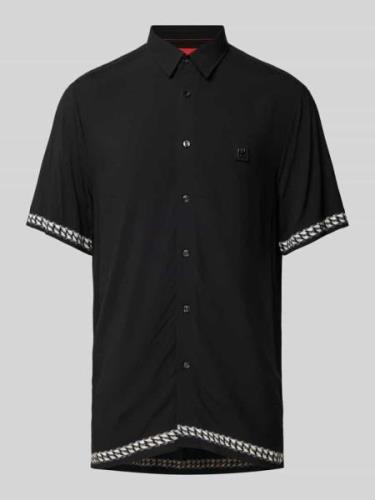 HUGO Straight Fit Freizeithemd aus Viskose Modell 'Ebor' in Black, Grö...