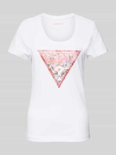 Guess T-Shirt mit Strasssteinbesatz in Weiss, Größe XS