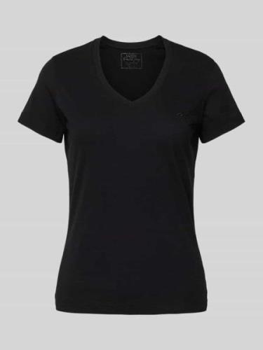 Guess T-Shirt mit Label-Stitching in Black, Größe XS