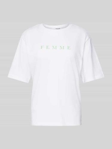 Selected Femme T-Shirt mit Label-Print Modell 'VILJA' in Offwhite, Grö...