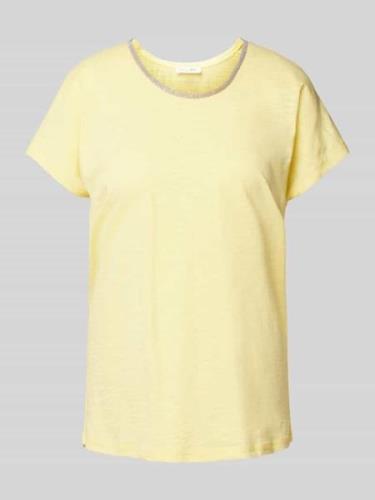 Christian Berg Woman T-Shirt mit Ziersteinbesatz in Hellgelb, Größe 38