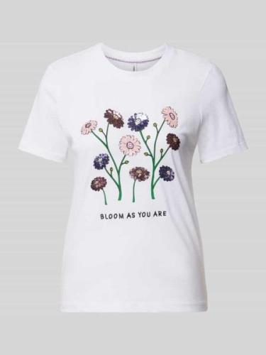 Only T-Shirt mit floralem Print in Weiss, Größe XS