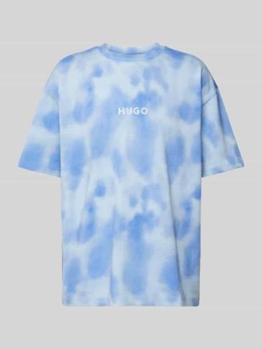 HUGO T-Shirt im Batik-Look Modell 'Dielo' in Hellblau, Größe S