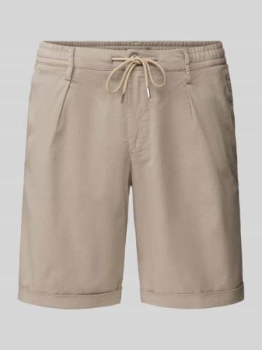 Profuomo Bermudas in unifarbenem Design mit Tunnelzug in Beige, Größe ...