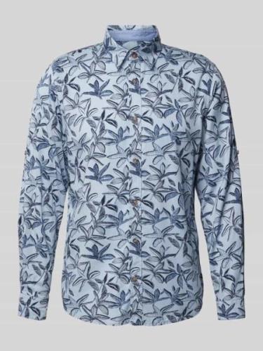 Tom Tailor Regular Fit Freizeithemd mit Allover-Muster in Blau, Größe ...