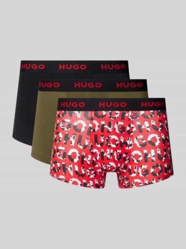 HUGO Trunks mit elastischem Logo-Bund im 3er-Pack in Oliv, Größe S