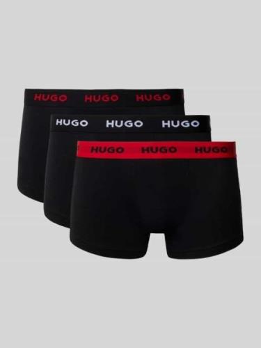 HUGO Trunks mit elastischem Logo-Bund im 3er-Pack in Black, Größe S