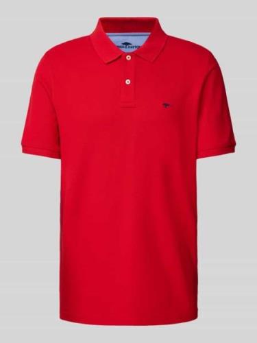 Fynch-Hatton Poloshirt mit Logo-Stitching in Rot, Größe S