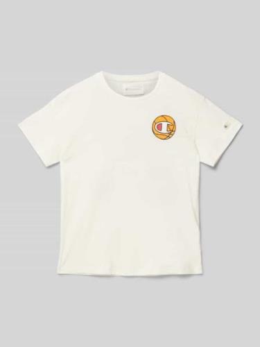 CHAMPION T-Shirt mit Motiv-Print in Ecru, Größe 140