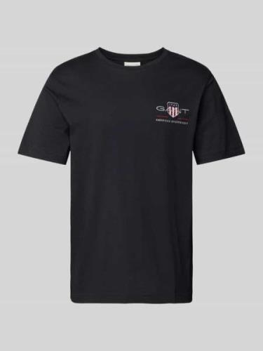 Gant T-Shirt mit Label-Stitching in Black, Größe S
