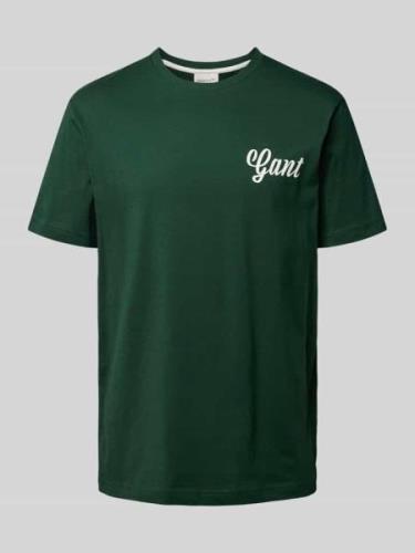 Gant T-Shirt mit Label-Print in Dunkelgruen, Größe S