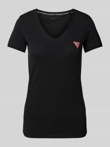 Guess T-Shirt mit Label-Print in Black, Größe XS