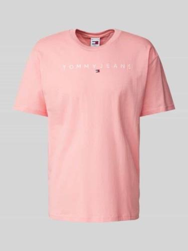 Tommy Jeans Regular Fit T-Shirt mit Label-Stitching in Rose, Größe XS