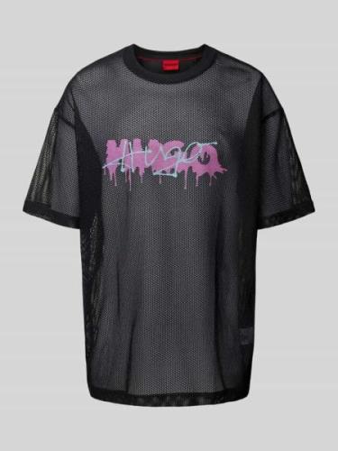 HUGO T-Shirt mit Label-Print Modell 'Dstaros' in Black, Größe M