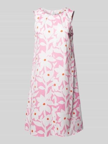 Marc Cain Knielanges Kleid mit floralem Muster in Weiss, Größe 34