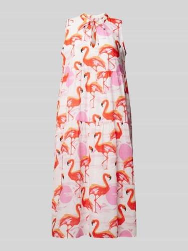 Marc Cain Midikleid mit Allover-Motiv-Print in Pink, Größe 34