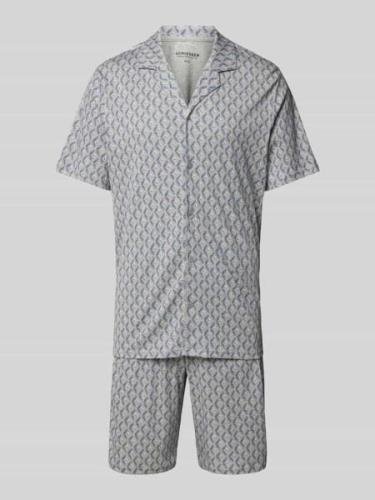 Schiesser Pyjama mit Allover-Muster Modell 'Fine Interlock' in Hellgra...