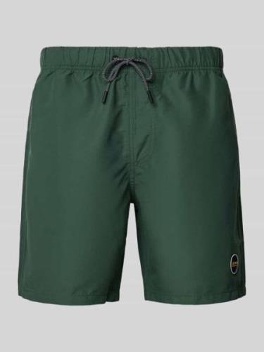 Shiwi Badehose mit Label-Patch Modell 'Mike' in Oliv, Größe S