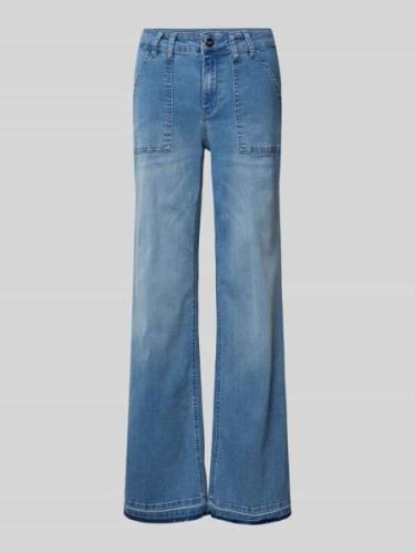 Milano Italy Wide Leg Jeans mit Ziernähten in Blau, Größe 36